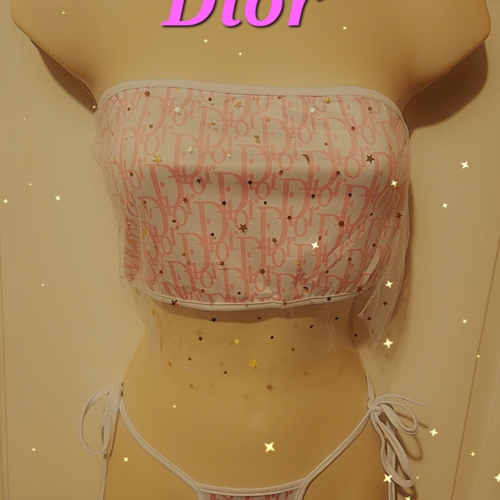 Monagram Pink and White Monogram Bikini